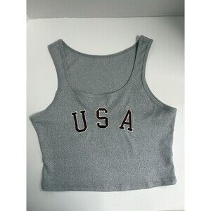 Shein Women’s Sz Large USA cropped Top Gray